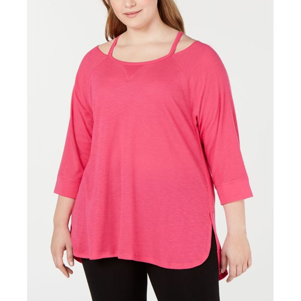 Calvin Klein Performance Plus Size Cutout Neck Top